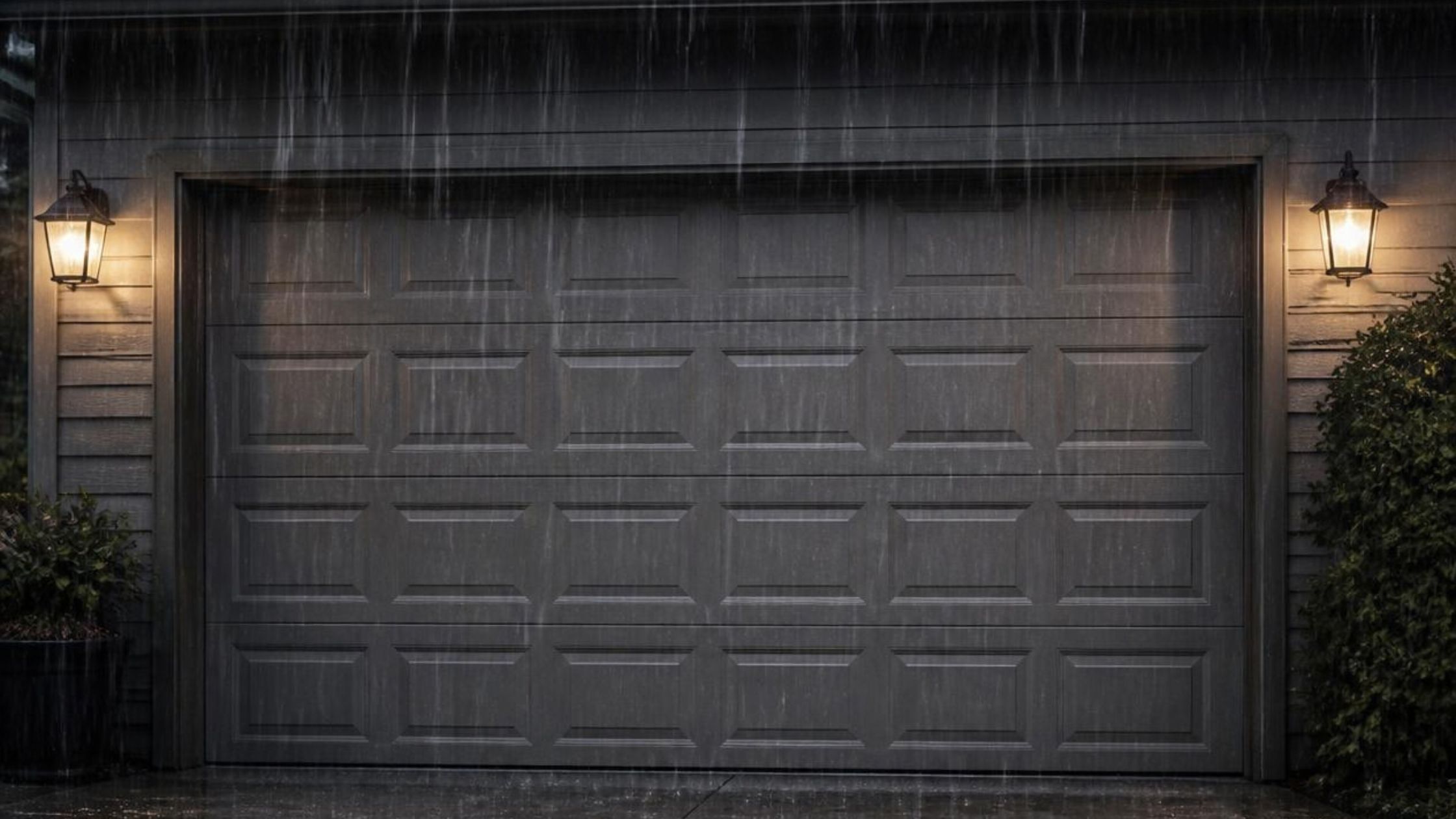 rain and wind storm damage on a garage door in san antonio, tx